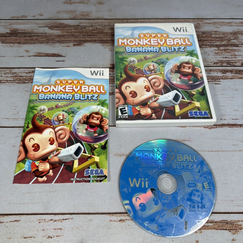 Super Monkey Ball: Banana Blitz Nintendo Wii Game Case Manual Tested Works